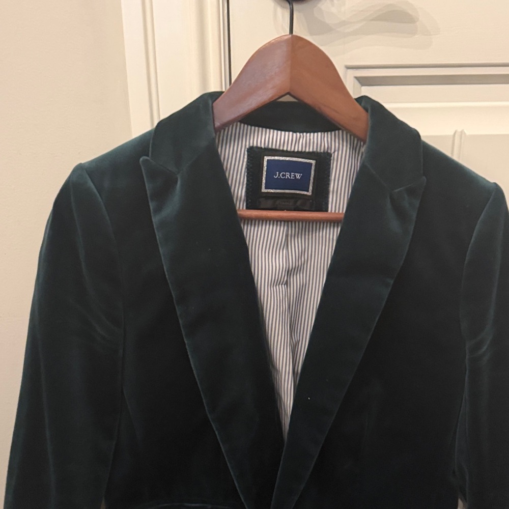 J.Crew Deep Green Velvet Jacket